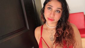 18-year-old busty girl pays off a debt by offering her huge tits and ass