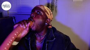 rory jacobs deepthroats a double-sided dildo - huge cumshot