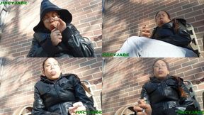 fall afternoon Smoking in leather jacket and jogging pants volume 92 Non Nude ****wmv****