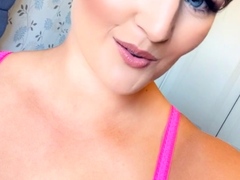 Hot babe with perfect big boobs taking shower