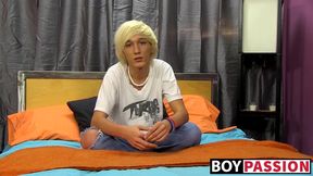 Young gay Ryan Morrison jerking off big dick cumshot
