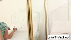 Blonde beauty showcases her feet in a seductive solo display.