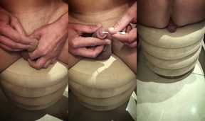 Huge cock destroyed by sensual slow handjob and squirt cumshot