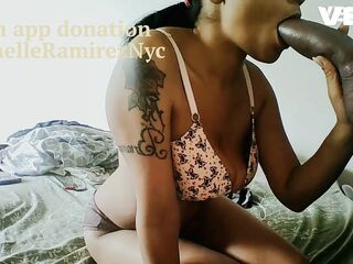 SUCKING A REAL 10 INCH LARGE EBONY KNOB FATCOCK SUCK AND GULP