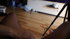 Handjob on the couch and Cum on feet