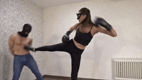 Kickboxing training - he's my punching bag!