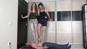 Grace & Emma - tall blondes like stomping their slave Full HD