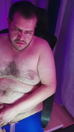 Clean Gay Bear Smoking Clouds on Desktop While Ihes Working From Home-1