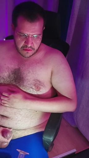 Clean Gay Bear Smoking Clouds on Desktop While Ihes Working From Home-1