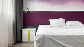 Step mother with big tits wanks in hotel room