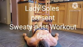 Sweaty foot worship after workout