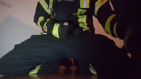 Firefighter jerk off in fire gear
