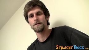 Hairy straight guy masturbating solo and teasing in bed