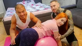 Dean Van Damme & Matt Bird & Kiara Love in Submissive Redhead Squirts in First Anal Threesome