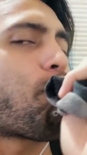 Jerking off and cum shot inside of a sock - Camilo Brown   Clip 2
