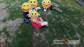 Mia Blow's Big Fake Tits Get Fucked in Public at the Park with Wolf Wagner