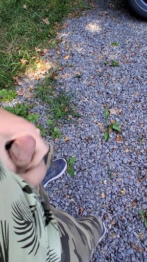 Risky handjob public