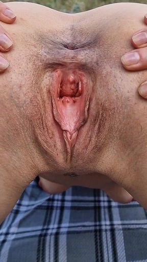 Naked and Gaping Pussy at The Beach