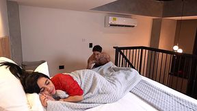 Impudent teen pushes her sexy Latin stepmom into a hot betrayal in her bed.