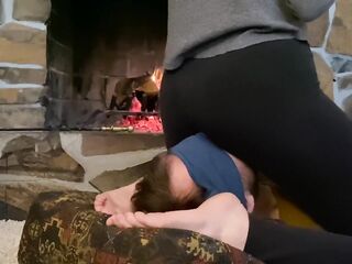 Cozy Facesitting In My leggings & Naked Butt Smothering By The Fire