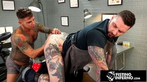 Beefy Tattooer Rosebuded By Jock Fist Teddy Bryce, Archer Croft FistingInferno