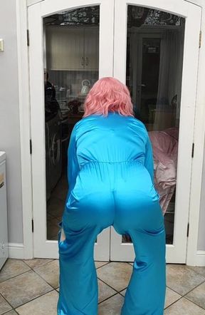 Hot Crossdresser Nottstvslut in Full Satin Jumpsuit