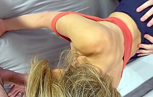 Wife fucked in ripped yoga pants by husband and his friend