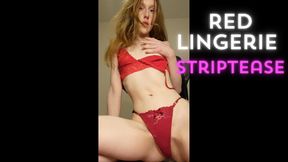 Red lingerie striptease