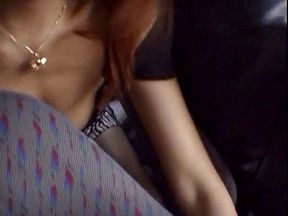 Asian chick rides big dick in the back seat of the car