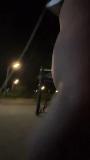 Naked walking on train station