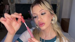Sensual Lips Tease & Gloss to Lipstick Transformation - Close up Lip Fetish