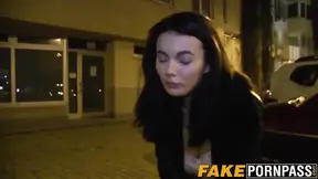 Amazing brunette with big natural tits getting rammed hard