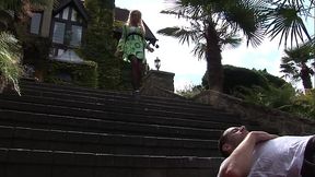 Kneeling down on the steps and lowering her pussy onto his face is her favorite way to...