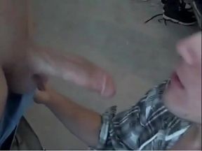 Twink Sucks Big Cock, Amateur Blowjob with CIM and Swallow