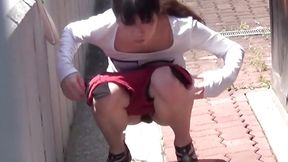 Japanese sluts caught urinating outside by a sneaky stalker