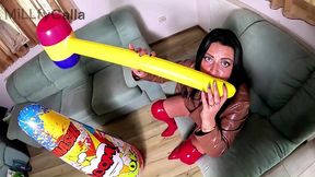 dominant leather milf inflatable smash fetish. giant hammer, doggy, cum play and popping preview