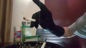 MY DIRTY ASHTRAY VS120 &amp; HOLDER SMOKING WITH GLOVES