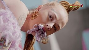 Mistress's huge dildo dominates submissive girl in cowgirl and deepthroat