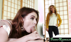 FamilyHandle.com - Stepmom teaches horny teen how to ride a thick cock like a pro