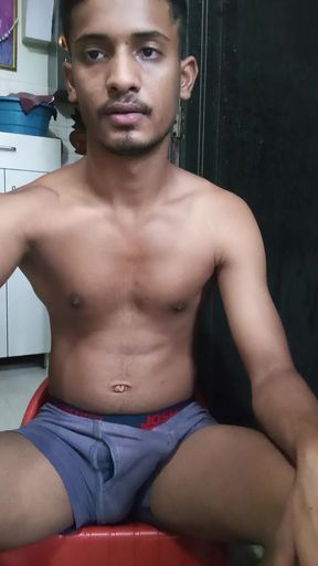 Indian Young Man Massaging Big on Webcam