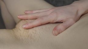 Massaging my big hairy mound