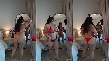 Try On Haul - Little Red Bikini Edition ft. thick Dani Valentina