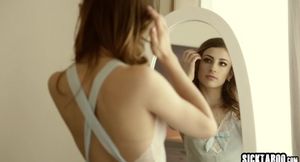 Naive stepdad enjoys blowjob by his sexy small tits stepdaughter