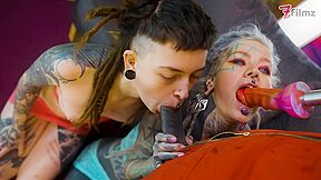 Hardcore Threesome - Deep Anal Drill Dildo Pounding With Anal Orgasm And Lily Lu