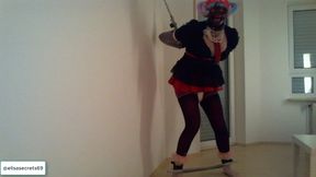 Sissy in Self Bondage Making an accident in her diapers