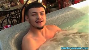Stud Zane Vega jerks off after chilling in jacuzzi