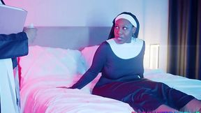 Sexy big booty ebony nun gets railed by a horny preast with big BBC