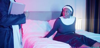 Sexy big booty ebony nun gets railed by a horny preast with big BBC