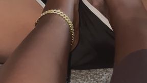 Footjob tease with ball busting