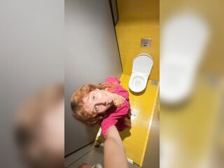 Skinny Redhead's Cunt Overflowing in Vibrant Lavatory ????????